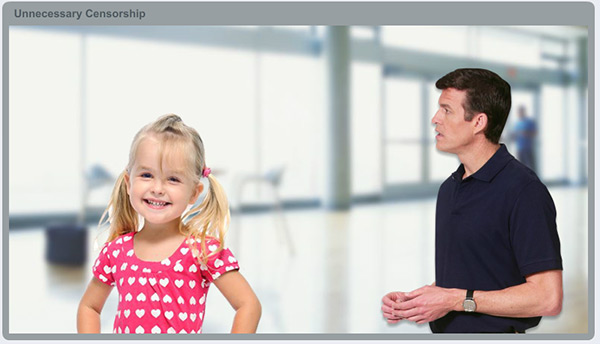 View an example of bleep censors in e-learning scenarios